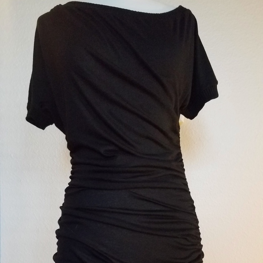 Black Rouched off the shoulder Dress